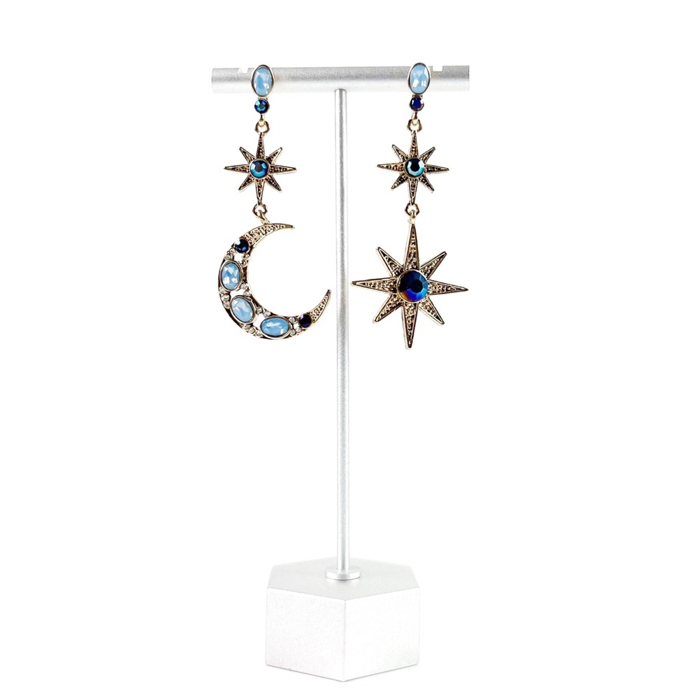 Betsey Johnson Celestial Star and Moon Mismatch Earrings NEW - Picture 5 of 6